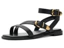 Vince Camuto Neiko Double Buckle Strappy Flat Sandals — cor Preto