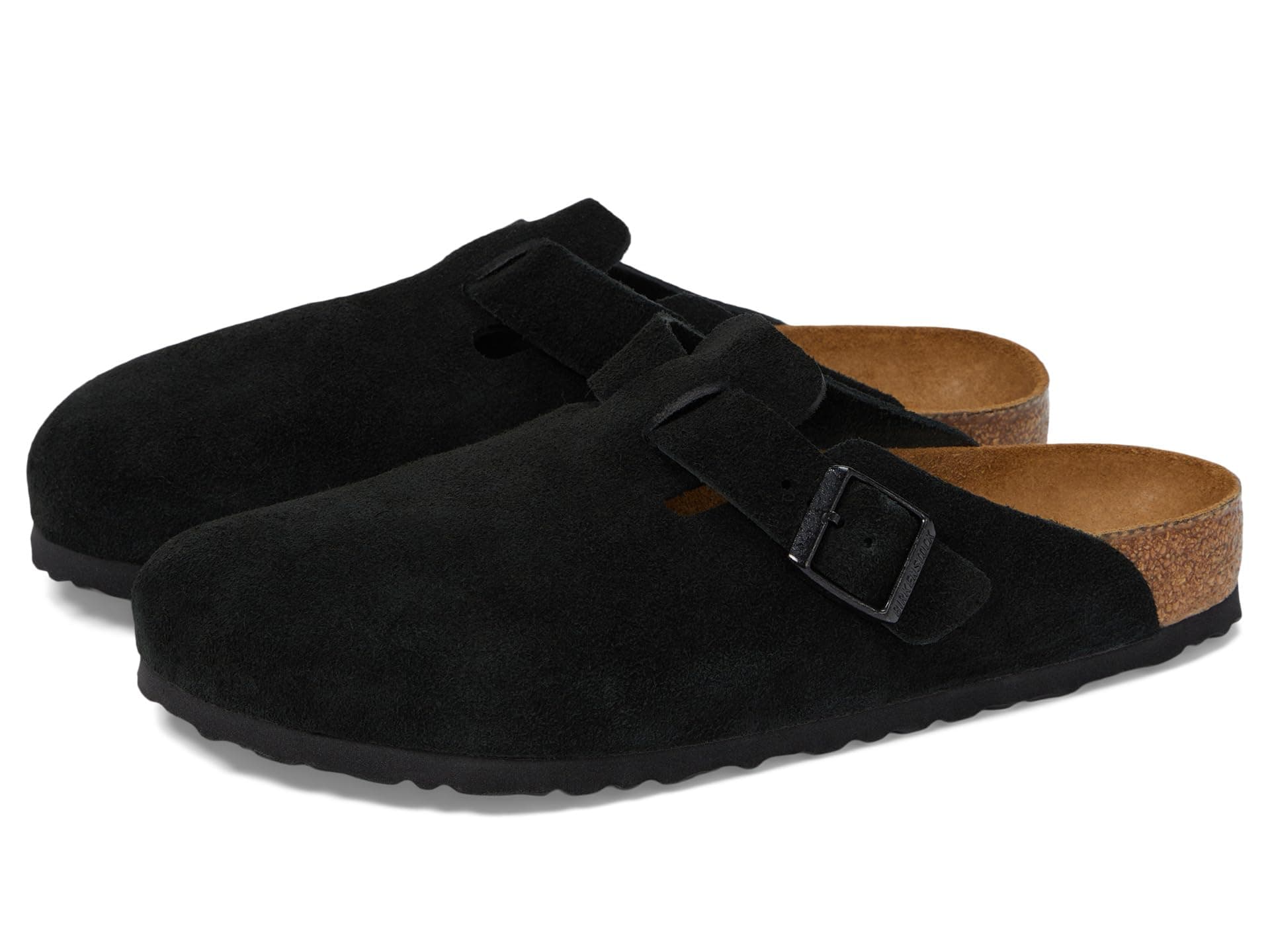 Birkenstock Boston Clog Soft Footbed - Suede (Unisex) — cor Preto