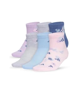 adidas Kids Athletic Cushioned 6-Pack Quarter Socks (Little Kid/Big Kid/Adult) — cor Prata