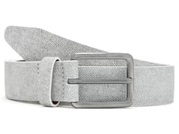 Johnston & Murphy Fine Stripe Diagonal Leather Belt — cor Cinza