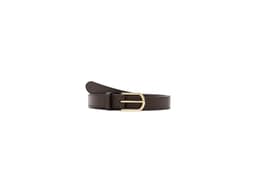 Lauren Ralph Lauren Rounded-Buckle Leather Skinny Belt — cor Marrom