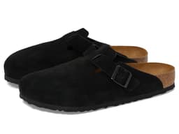 Birkenstock Boston Clog Soft Footbed - Suede (Unisex) — cor Preto